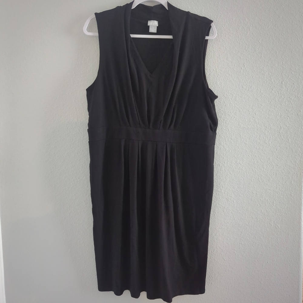 Chico's Dress Black Tank Top Sleeveless V-neck Knee-Length Midi Size 3, XL